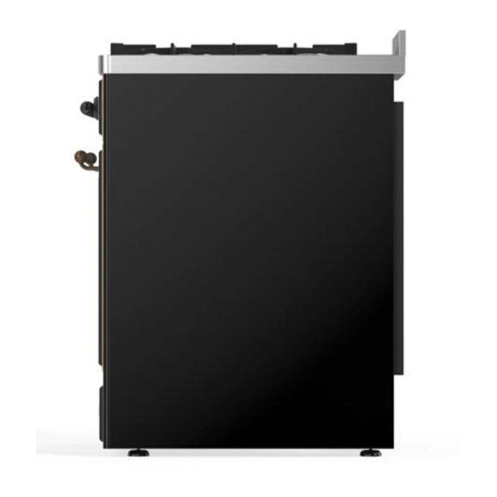 ILVE Majestic II 30" Glossy Black Dual Fuel Range with 5 Burners Solid Door Liquid Propane