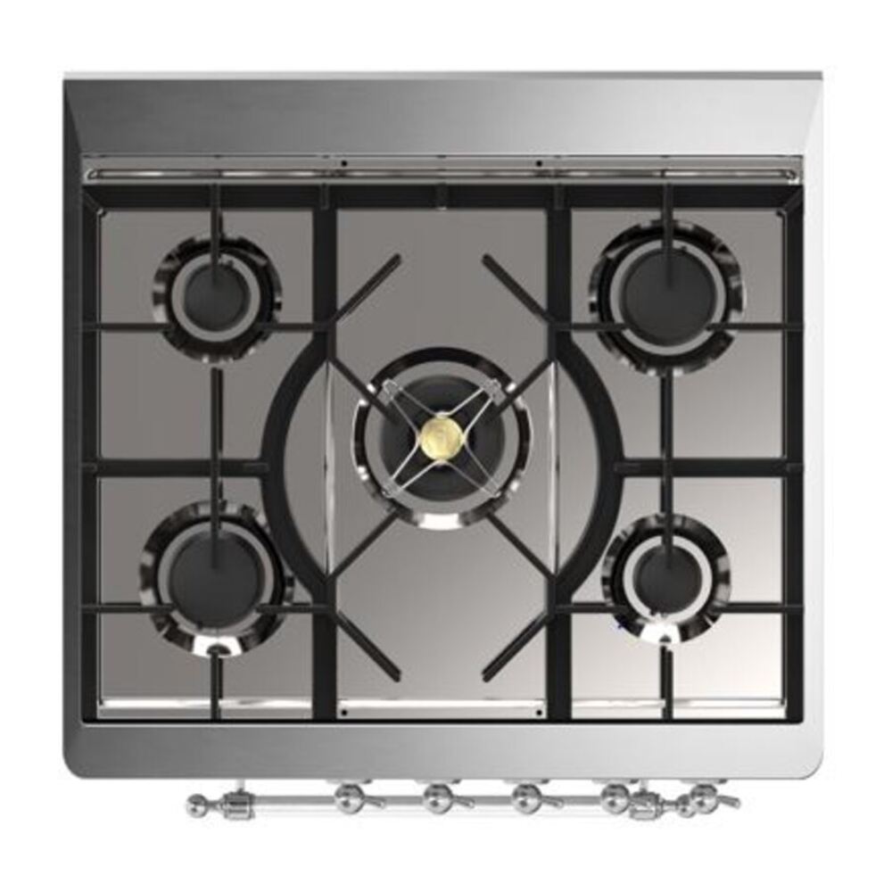ILVE Majestic II 30 inch Solid Door Natural Gas Dual Fuel Range Chrome Glossy Black
