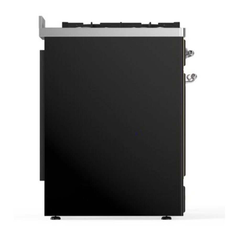 ILVE Majestic II 30 inch Solid Door Natural Gas Dual Fuel Range Chrome Glossy Black