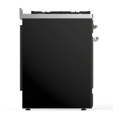 ILVE Majestic II 30 inch Solid Door Natural Gas Dual Fuel Range Chrome Glossy Black