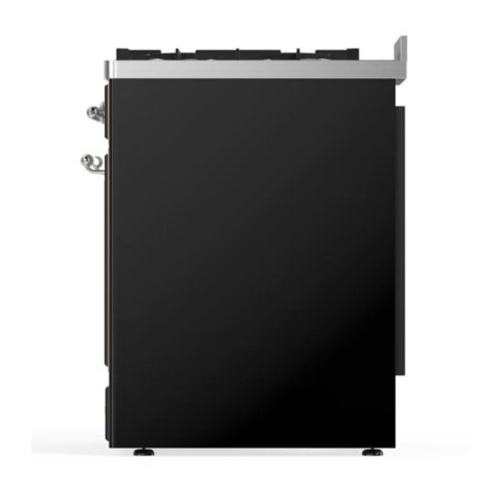 ILVE Majestic II 30 inch Solid Door Natural Gas Dual Fuel Range Chrome Glossy Black