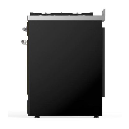 ILVE Majestic II 30 inch Solid Door Natural Gas Dual Fuel Range Chrome Glossy Black