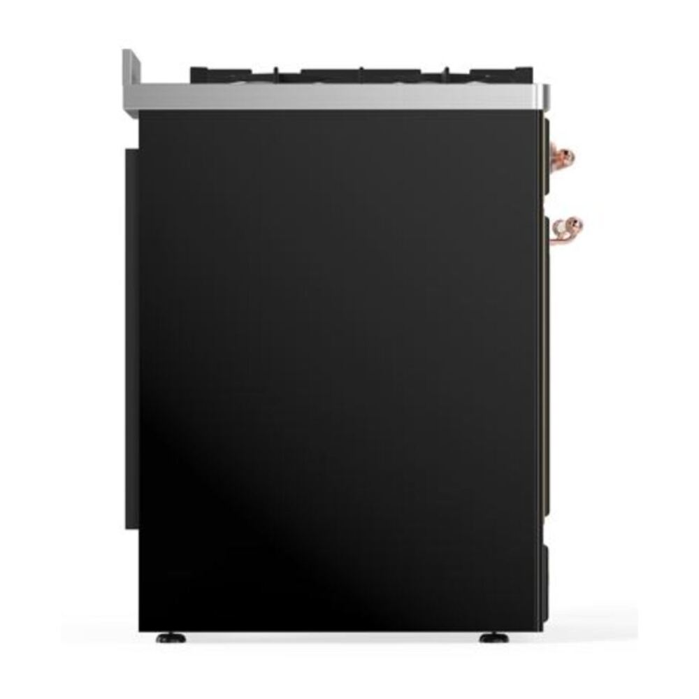 ILVE Majestic II 30 inch Solid Door Natural Gas Dual Fuel Range Copper Glossy Black