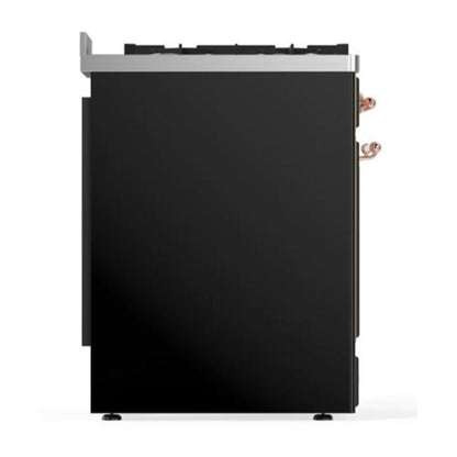 ILVE Majestic II 30 inch Solid Door Natural Gas Dual Fuel Range Copper Glossy Black