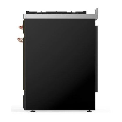 ILVE Majestic II 30 inch Solid Door Natural Gas Dual Fuel Range Copper Glossy Black