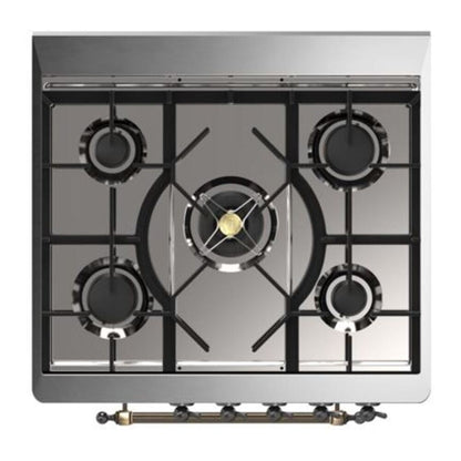 ILVE Majestic II 30 inch Solid Door Natural Gas Dual Fuel Range Burnished Burgundy