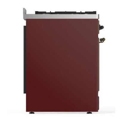 ILVE Majestic II 30 inch Solid Door Natural Gas Dual Fuel Range Burnished Burgundy