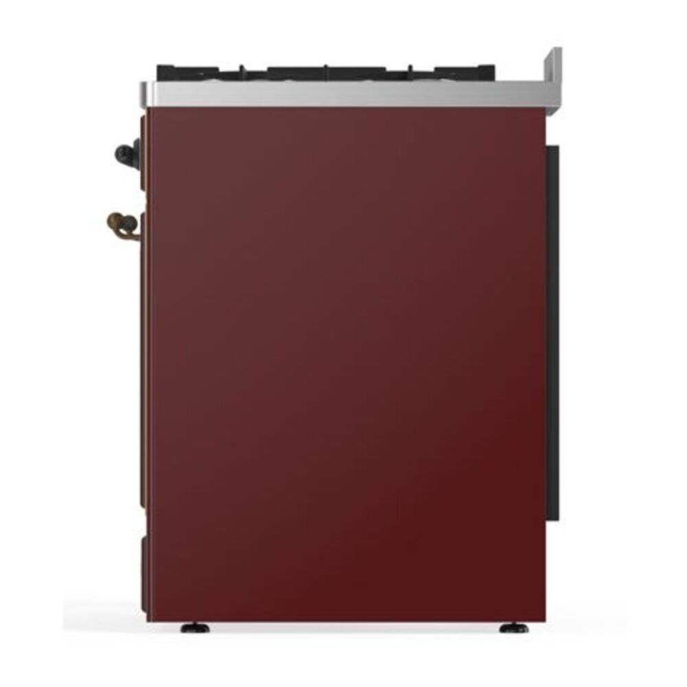 ILVE Majestic II 30 inch Solid Door Natural Gas Dual Fuel Range Burnished Burgundy
