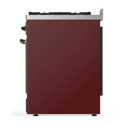 ILVE Majestic II 30 inch Solid Door Natural Gas Dual Fuel Range Burnished Burgundy