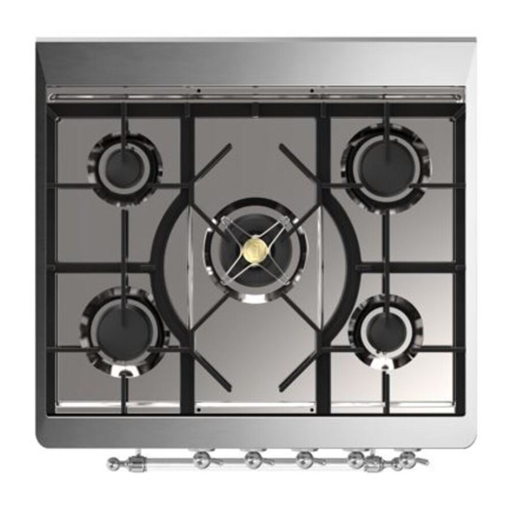 ILVE Majestic II 30 inch Solid Door Natural Gas Dual Fuel Range Chrome Burgundy