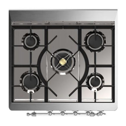 ILVE Majestic II 30 inch Solid Door Natural Gas Dual Fuel Range Chrome Burgundy