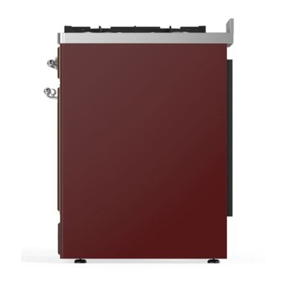 ILVE Majestic II 30 inch Solid Door Natural Gas Dual Fuel Range Chrome Burgundy