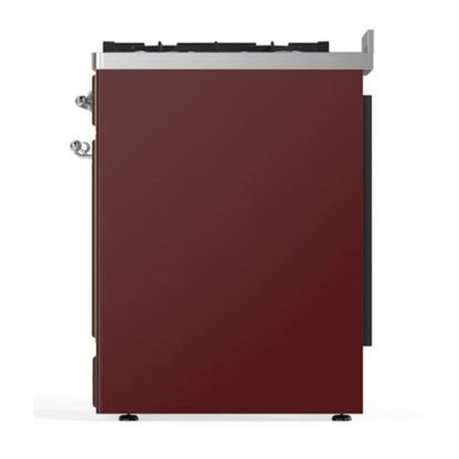 ILVE Majestic II 30 inch Solid Door Natural Gas Dual Fuel Range Chrome Burgundy