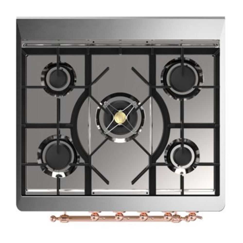 ILVE Majestic II 30 inch Solid Door Natural Gas Dual Fuel Range Copper Burgundy