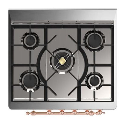 ILVE Majestic II 30 inch Solid Door Natural Gas Dual Fuel Range Copper Burgundy
