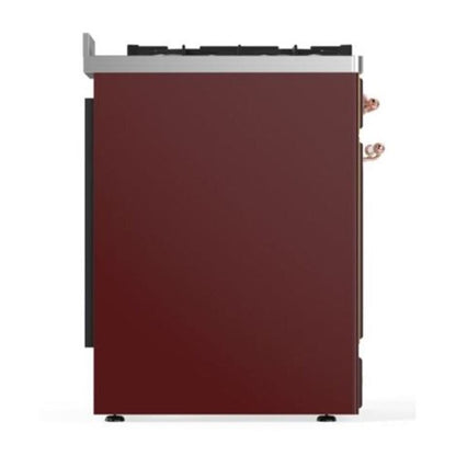 ILVE Majestic II 30 inch Solid Door Natural Gas Dual Fuel Range Copper Burgundy