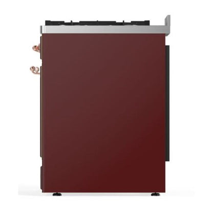 ILVE Majestic II 30 inch Solid Door Natural Gas Dual Fuel Range Copper Burgundy