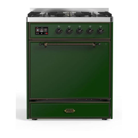 ILVE Majestic II 30" Emerald Green Dual Fuel Range with 5 Burners Solid Door Liquid Propane