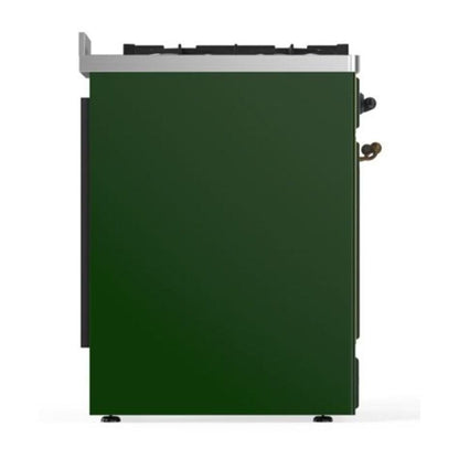 ILVE Majestic II 30 inch Solid Door Natural Gas Dual Fuel Range Burnished Emerald Green
