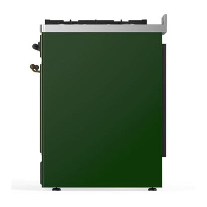 ILVE Majestic II 30 inch Solid Door Natural Gas Dual Fuel Range Burnished Emerald Green