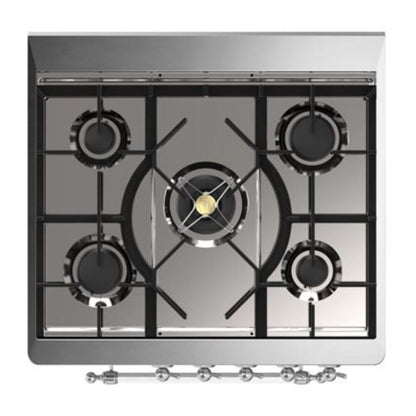 ILVE Majestic II 30 inch Solid Door Natural Gas Dual Fuel Range Chrome Emerald Green
