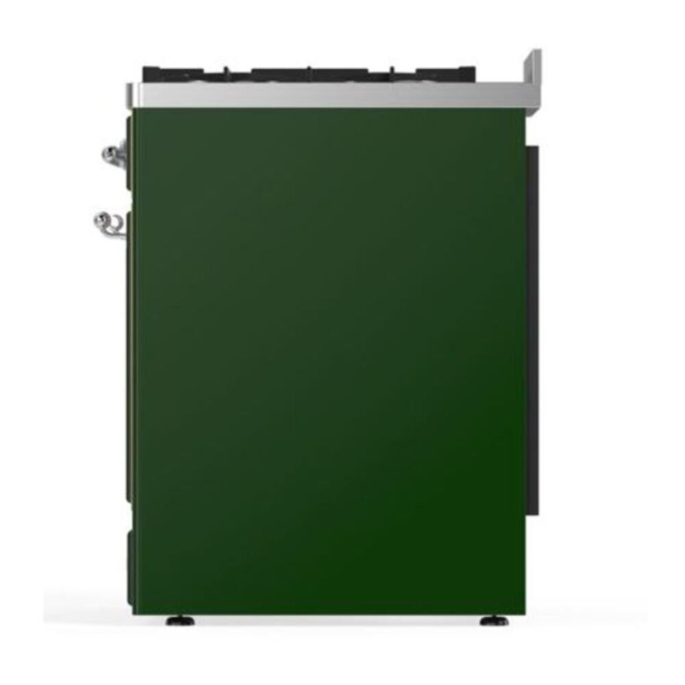 ILVE Majestic II 30 inch Solid Door Natural Gas Dual Fuel Range Chrome Emerald Green