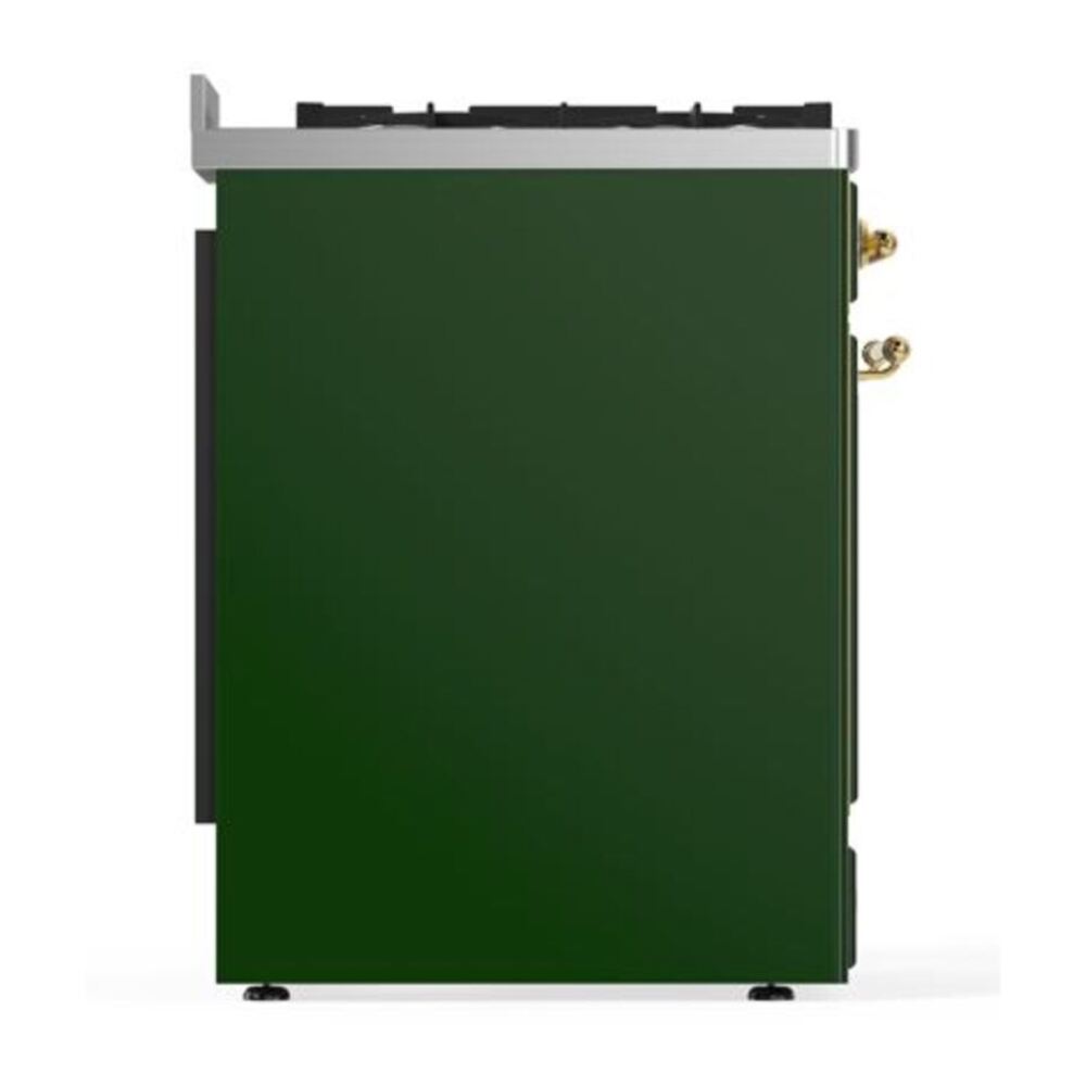 ILVE Majestic II 30 inch Solid Door Natural Gas Dual Fuel Range Brass Emerald Green