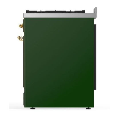 ILVE Majestic II 30 inch Solid Door Natural Gas Dual Fuel Range Brass Emerald Green