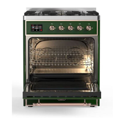 ILVE Majestic II 30 inch Solid Door Natural Gas Dual Fuel Range Copper Emerald Green