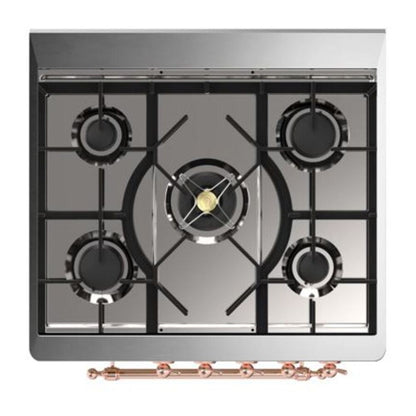 ILVE Majestic II 30 inch Solid Door Natural Gas Dual Fuel Range Copper Emerald Green
