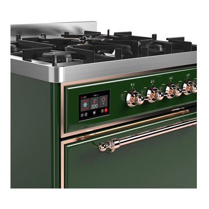 ILVE Majestic II 30 inch Solid Door Natural Gas Dual Fuel Range Copper Emerald Green