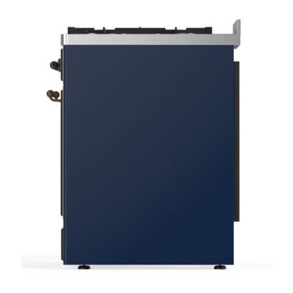 ILVE Majestic II 30 inch Solid Door Natural Gas Dual Fuel Range Burnished Midnight Blue