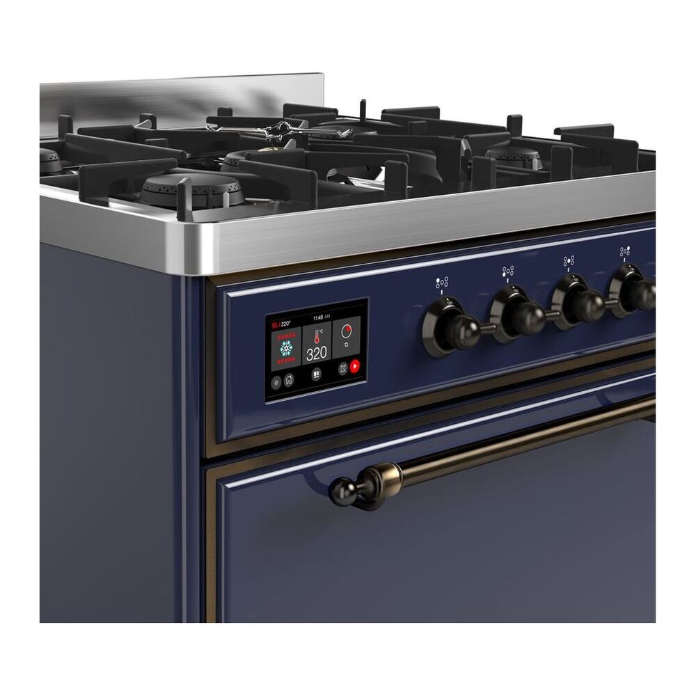 ILVE Majestic II 30 inch Solid Door Natural Gas Dual Fuel Range Burnished Midnight Blue