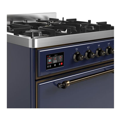 ILVE Majestic II 30 inch Solid Door Natural Gas Dual Fuel Range Burnished Midnight Blue
