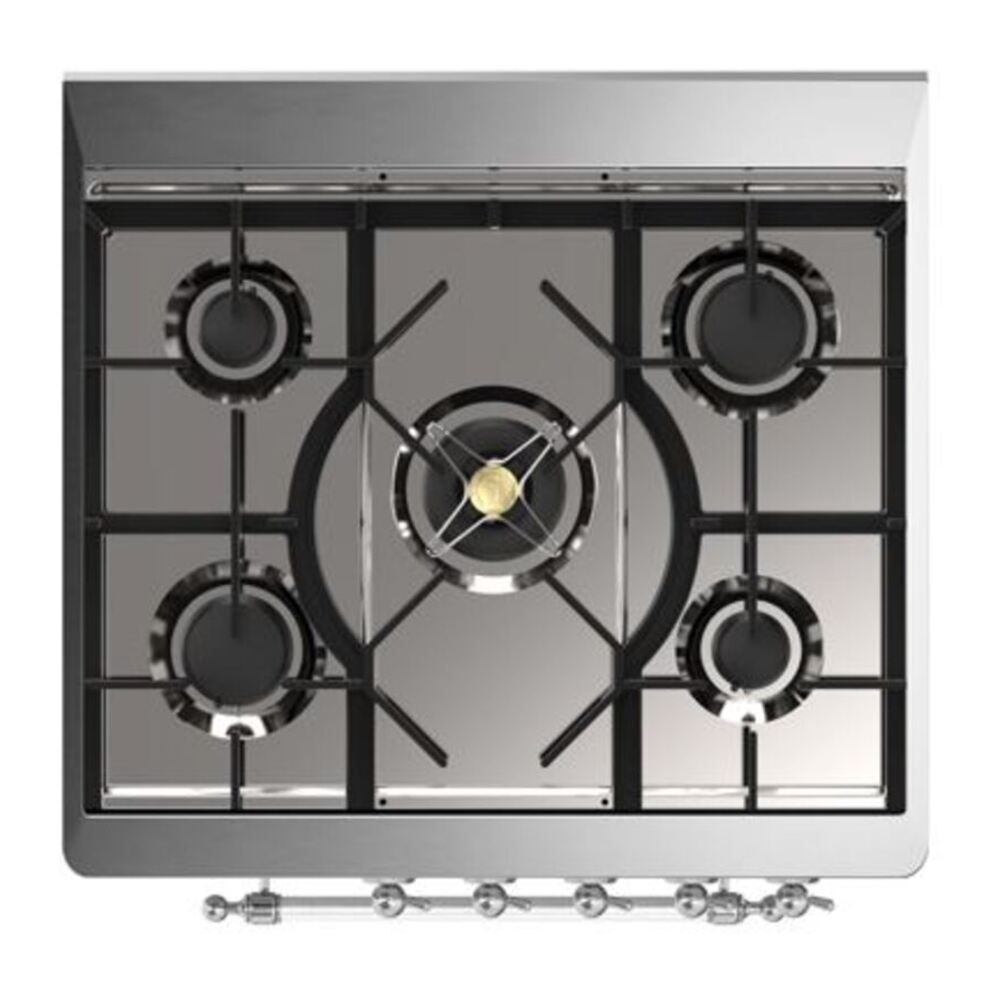 ILVE Majestic II 30 inch Solid Door Natural Gas Dual Fuel Range Chrome Midnight Blue