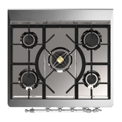 ILVE Majestic II 30 inch Solid Door Natural Gas Dual Fuel Range Chrome Midnight Blue