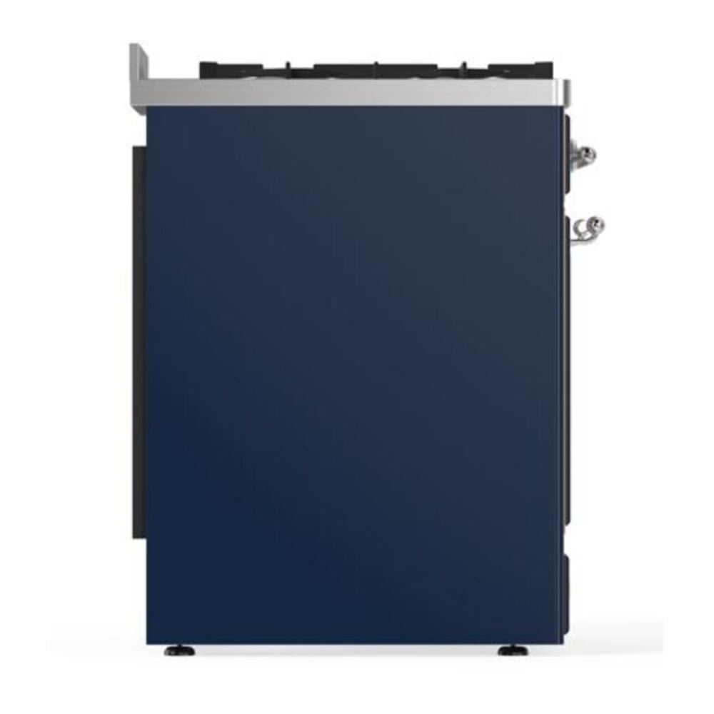 ILVE Majestic II 30 inch Solid Door Natural Gas Dual Fuel Range Chrome Midnight Blue