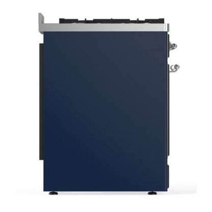 ILVE Majestic II 30 inch Solid Door Natural Gas Dual Fuel Range Chrome Midnight Blue
