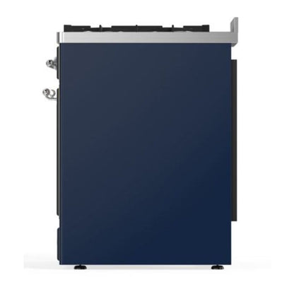 ILVE Majestic II 30 inch Solid Door Natural Gas Dual Fuel Range Chrome Midnight Blue