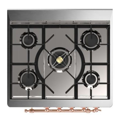 ILVE Majestic II 30 inch Solid Door Natural Gas Dual Fuel Range Copper Midnight Blue