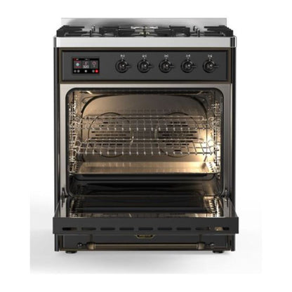 ILVE Majestic II 30 inch Solid Door Natural Gas Dual Fuel Range Burnished Graphite Matte