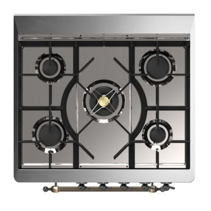 ILVE Majestic II 30 inch Solid Door Natural Gas Dual Fuel Range Burnished Graphite Matte