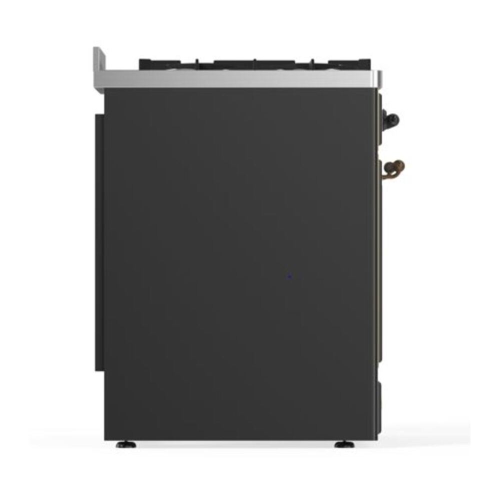 ILVE Majestic II 30 inch Solid Door Natural Gas Dual Fuel Range Burnished Graphite Matte