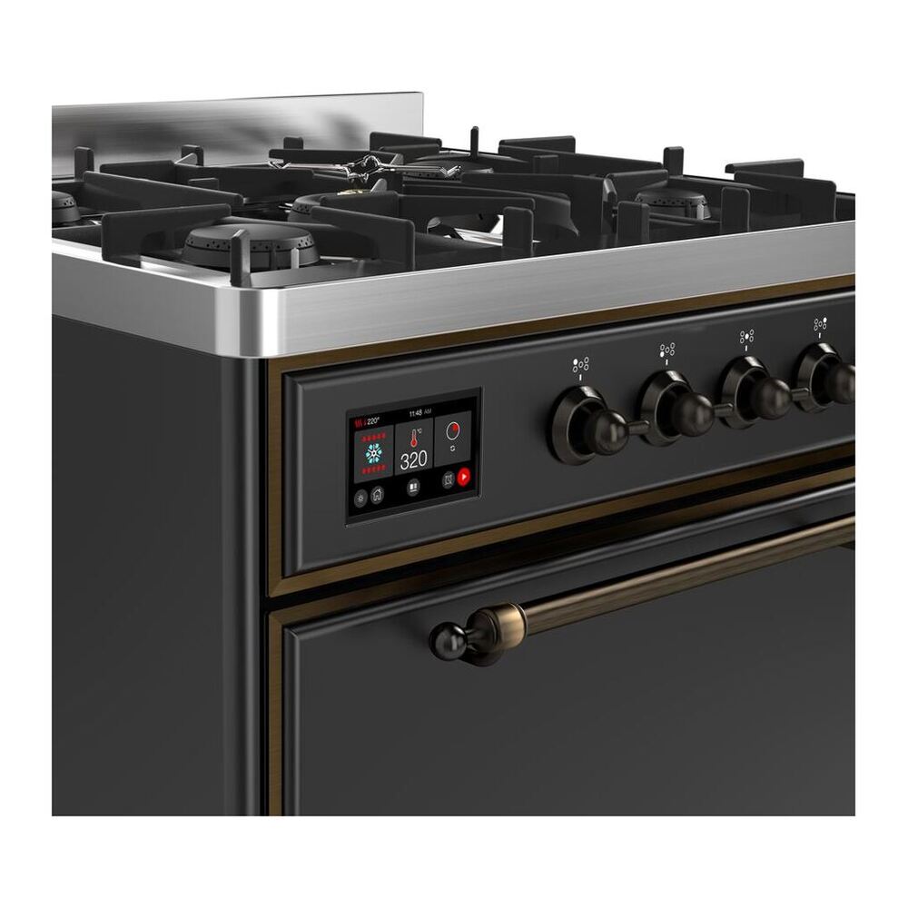 ILVE Majestic II 30 inch Solid Door Natural Gas Dual Fuel Range Burnished Graphite Matte
