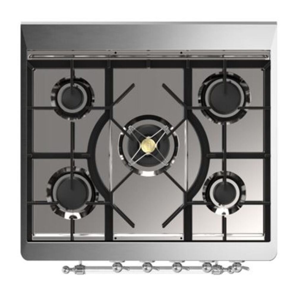 ILVE Majestic II 30 inch Solid Door Natural Gas Dual Fuel Range Chrome Graphite Matte