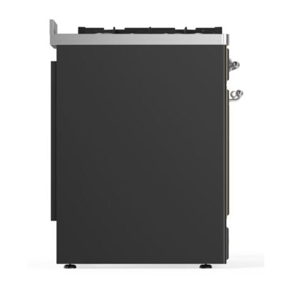 ILVE Majestic II 30 inch Solid Door Natural Gas Dual Fuel Range Chrome Graphite Matte
