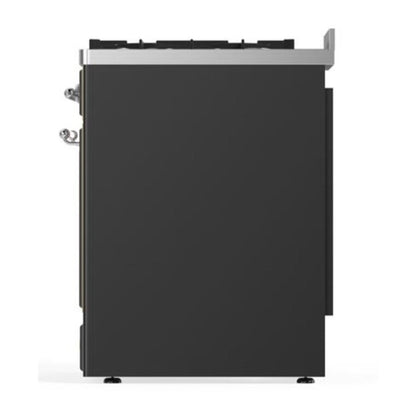 ILVE Majestic II 30 inch Solid Door Natural Gas Dual Fuel Range Chrome Graphite Matte