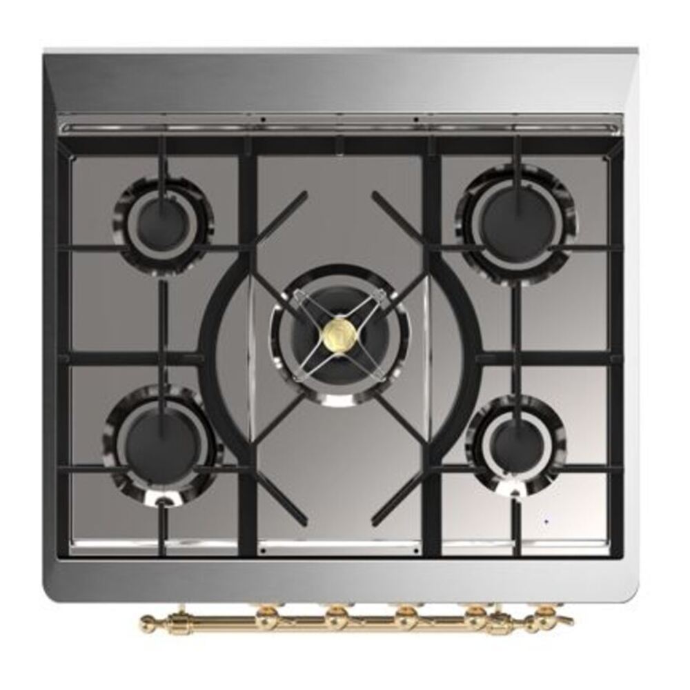 ILVE Majestic II 30 inch Solid Door Natural Gas Dual Fuel Range Brass Graphite Matte