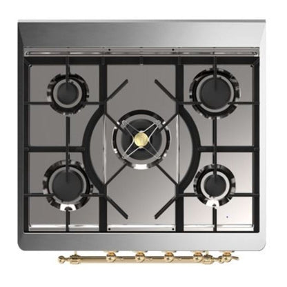 ILVE Majestic II 30 inch Solid Door Natural Gas Dual Fuel Range Brass Graphite Matte