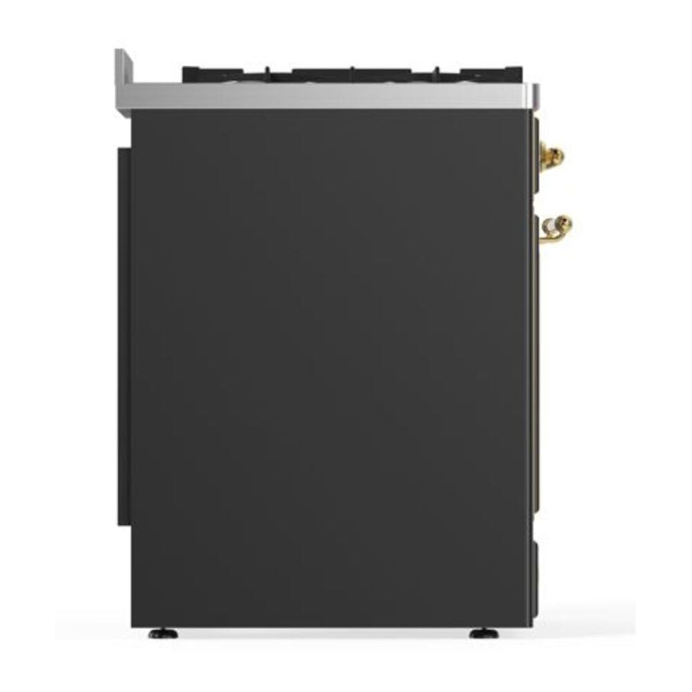 ILVE Majestic II 30 inch Solid Door Natural Gas Dual Fuel Range Brass Graphite Matte